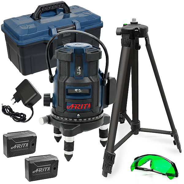 Nível Laser 5 Linhas Verde 2 Bateria, Carregador E Tripé
