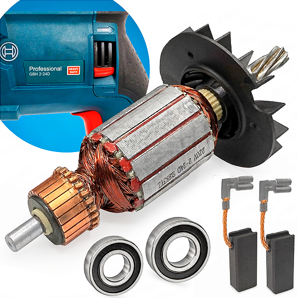 Induzido Rotor Carvão Rolamento Para Martelete Gbh2-24d 220v