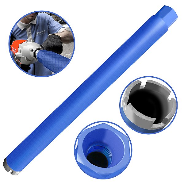 Broca Serra Copo Coroa Diamantada Azul 44 X 450mm Rosca M22
