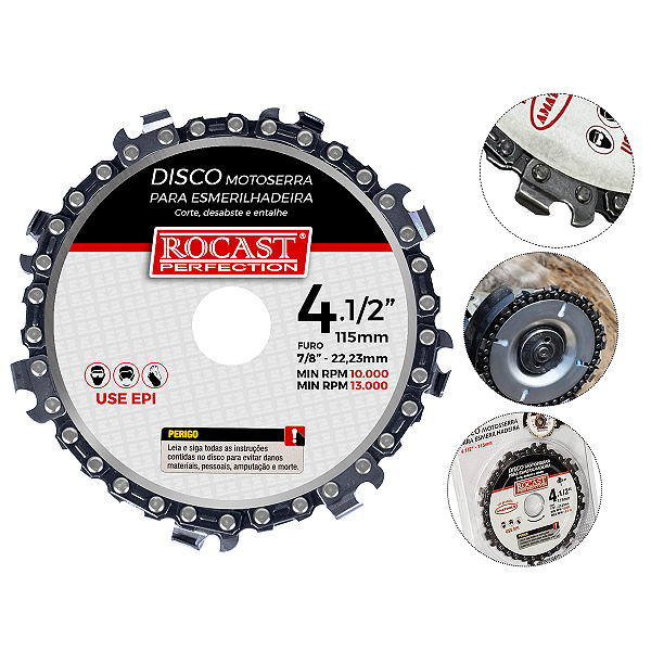 Disco Corrente De Motosserra Para Esmerilhadeira 115mm Carpintaria