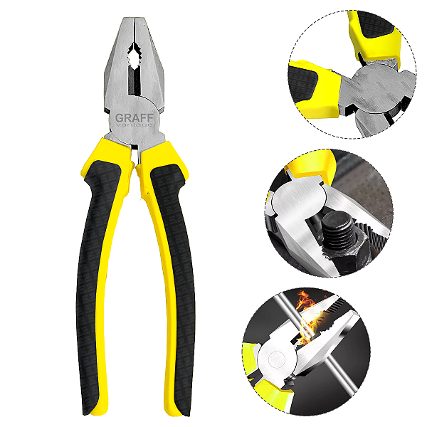 Alicate Universal 8 Pol 200mm Amarelo De Aço E Emborrachado