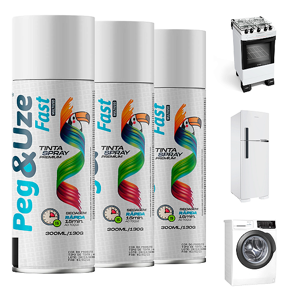 KIT 3 Spray Peg&Use 300ml Uso Geral COR BRANCO BRILHANTE
