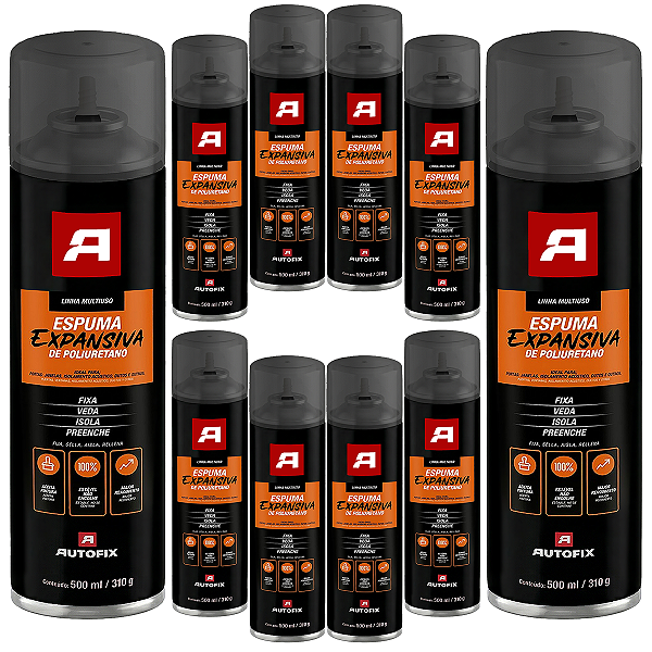 Espuma Expansiva Kit 10un Poliuretano 500ml Preenche Frestas