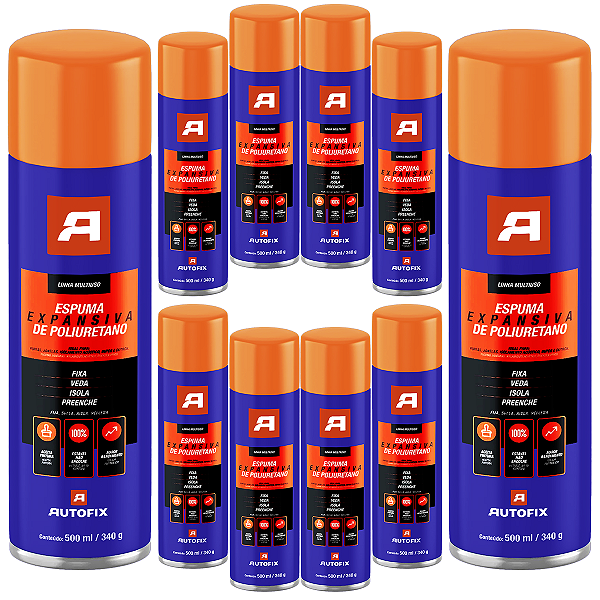 Espuma Expansiva Kit 10un Poliuretano 500ml Preenche Frestas