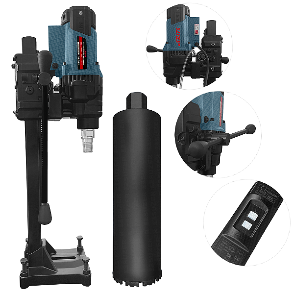 Perfuratriz De Coluna Azul 200mm 3000w 220v + Coroa 132mm