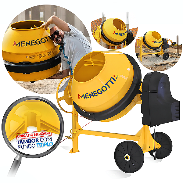 Betoneira 400L 2CV 4 Polos Monofásica 220V com Kit de Segurança PRIME400