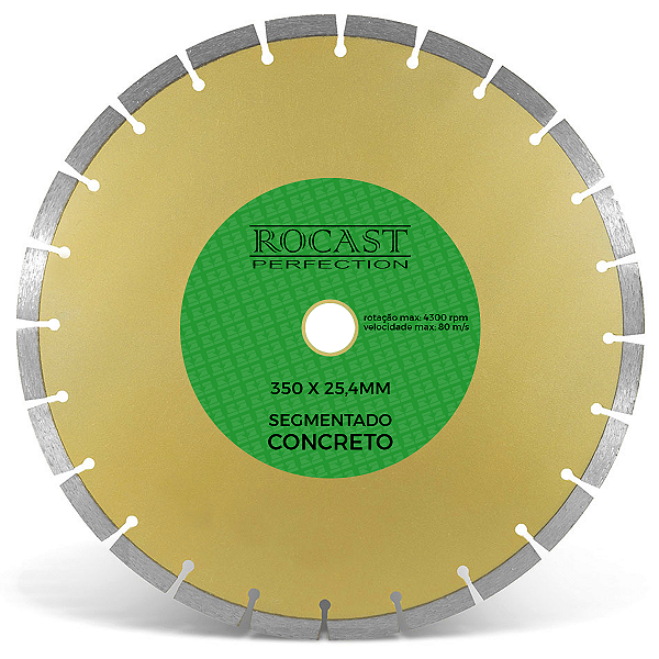 Disco De Corte Segmentado Concreto Asfalto Tijolo 350x25,4mm