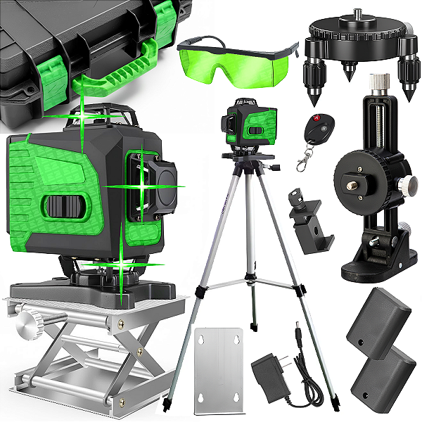 Nível Á Laser 4d Verde 16 Linhas Com 360 Graus + Tripé
