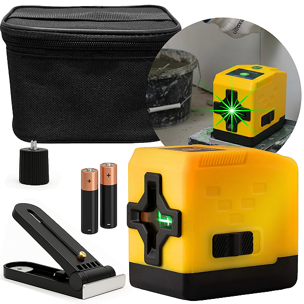 Nível A Laser 2 Linhas Verde Nivelador Suporte Imã E Bolsa