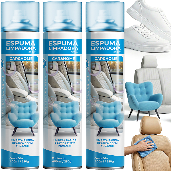 Kit 3 Espumas Limpadora Spray Car&home Etaniz 400ml 250g