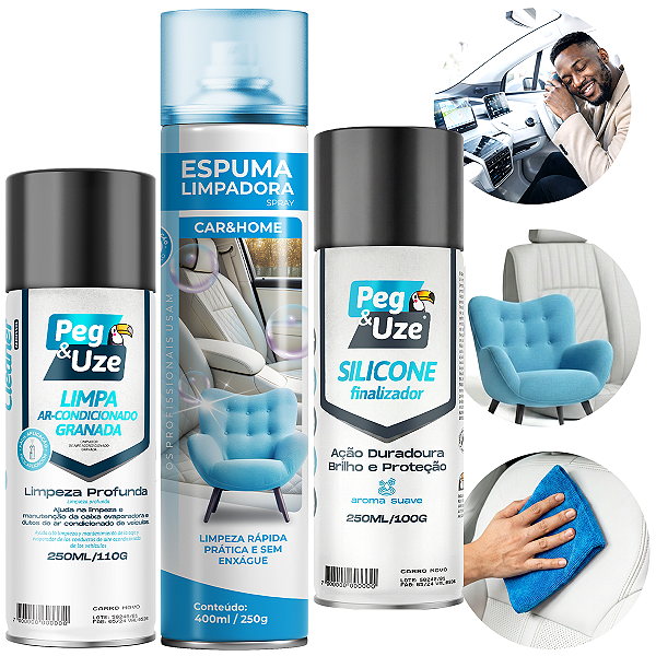 Kit 3 Peças Limpeza Automotiva Profissional Aroma Carro Novo