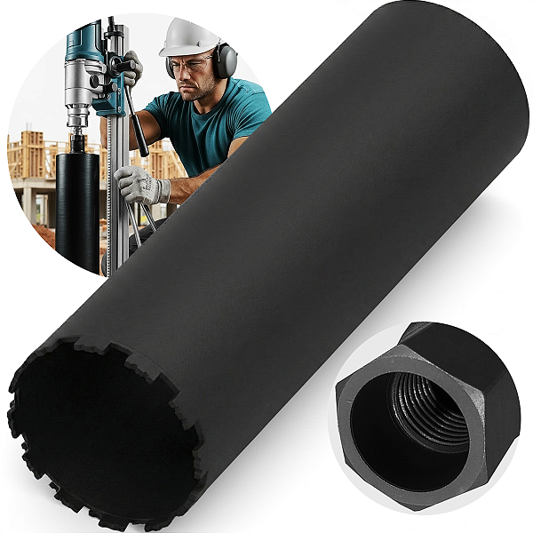 Broca Serra Copo Coroa Diamantada 200mm x450mm Rosca 1.1/4