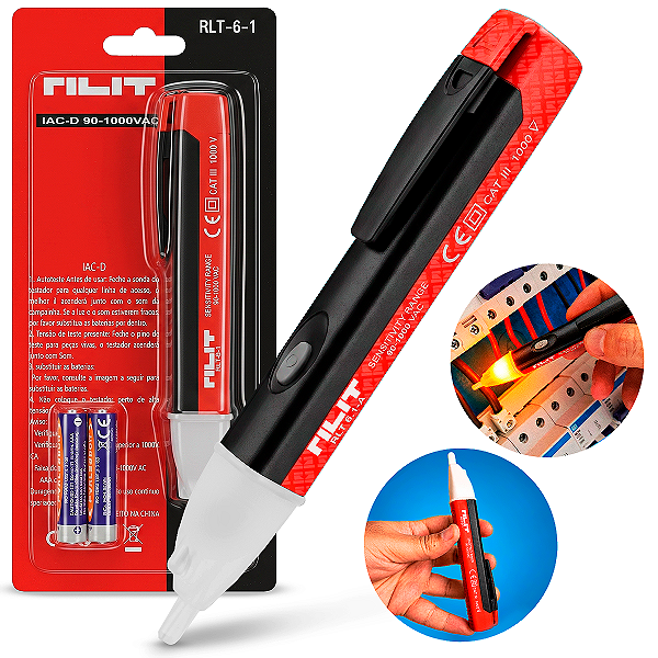 Caneta Detectora De Tensão 90-1000v Com Luz Led E Bip Sonoro
