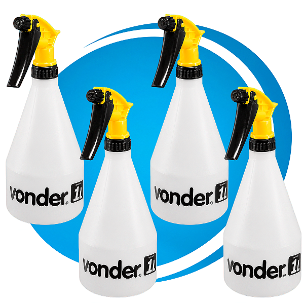 Kit 4 Borrifador Vonder Pu 010 Manual 1 Litro Jardim Limpeza