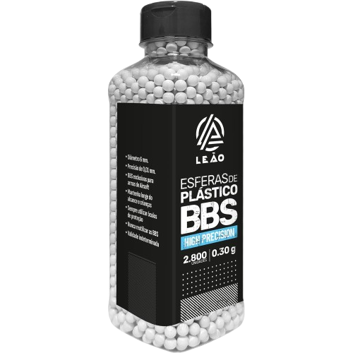 Esfera Airsoft BBs Leão 0.30g 6mm – Pote com 2800 Bolinhas High Precision