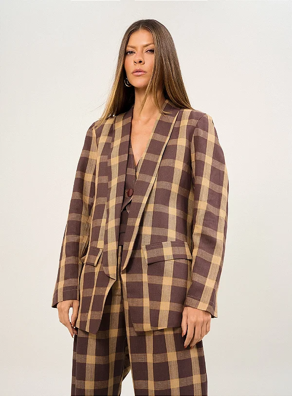 Blazer Feminino Alfaiataria Estampado