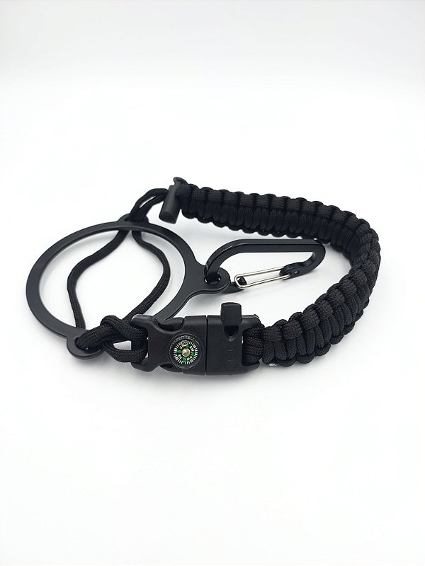 Alça Paracord Garrafa Térmica Sobrevivencia Bussola Pederneira Apito