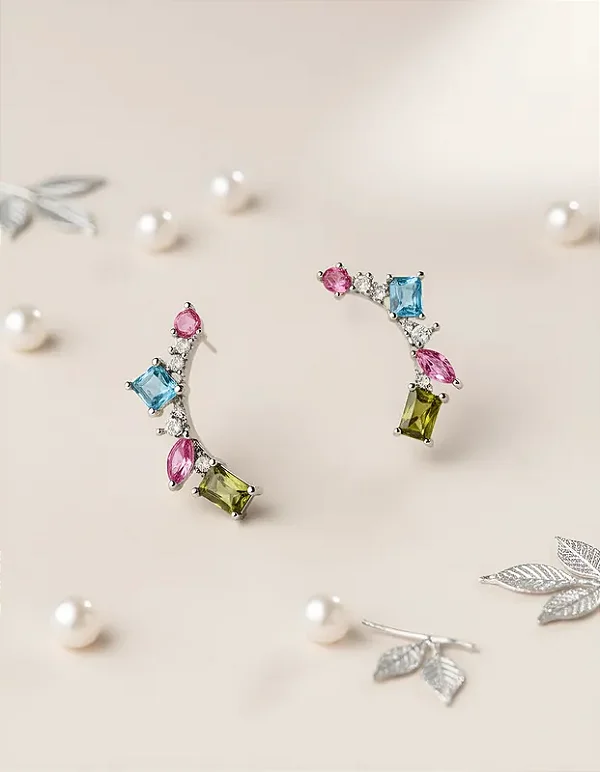 BRINCO EAR CUFF FOLHAS HORTÊNSIA COLORS