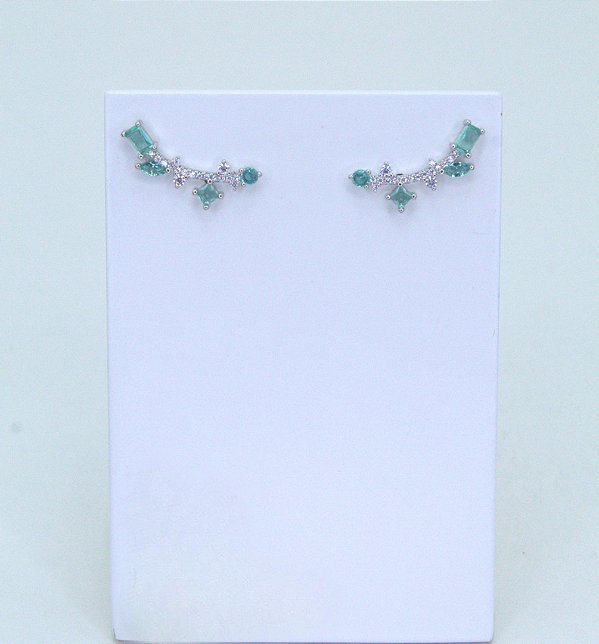 BRINCO EAR CUFF FOLHAS HORTÊNSIA TURMALINA PARAIBA
