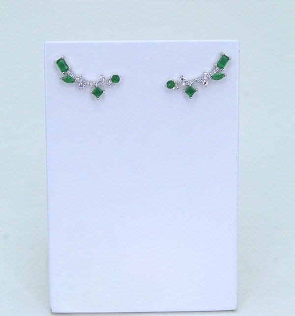 BRINCO EAR CUFF FOLHAS HORTÊNSIA ESMERALDA