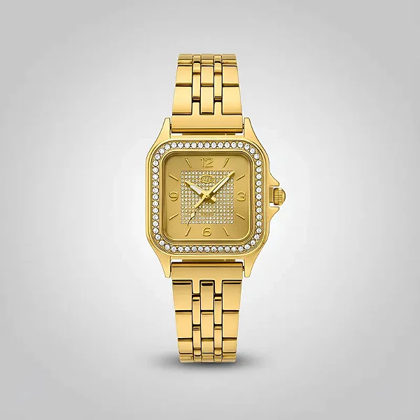 RELÓGIO FEMININO QUADRADO DOURADO
