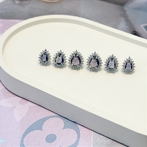 TRIO DE BRINCOS GOTA LAVANDA DIAMOND