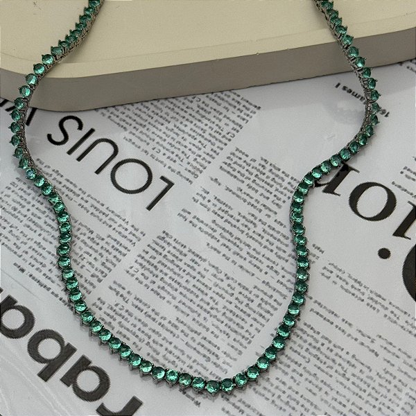 COLAR RIVIERA VERDE TURMALINA DIAMOND 40CM