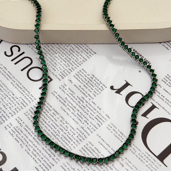 COLAR RIVIERA VERDE ESMERALDA DIAMOND 40CM