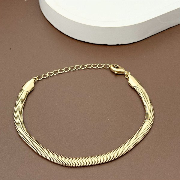 PULSEIRA FITA 5MM DOURADA 17CM + 5CM EXTENSOR