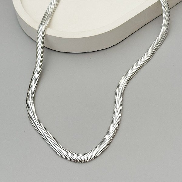 CHOKER FITA 5MM PRATA 40CM