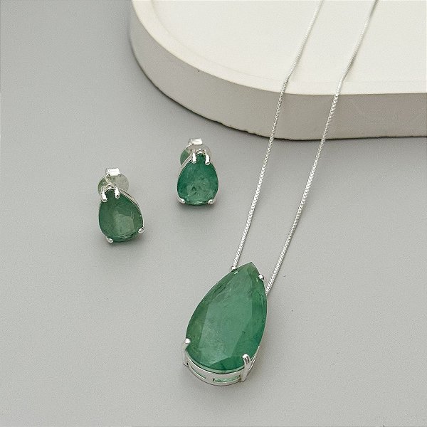 CONJUNTO GOTA VERDE FUSION PRATA