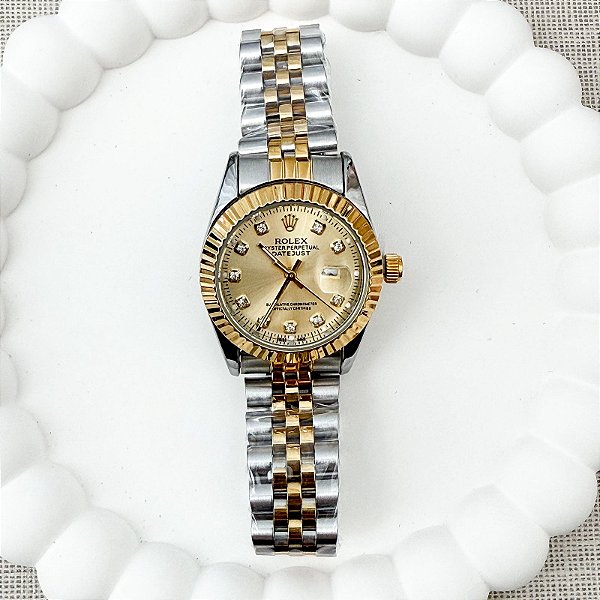RELÓGIO FEMININO DATE JUST PRATA E DOURADO 31MM