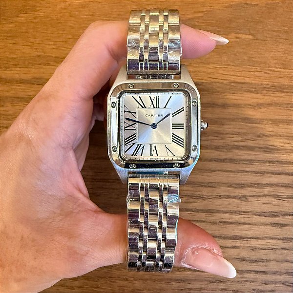 RELÓGIO QUADRADO CARTI LUXO PRATA GRANDE 31X42MM