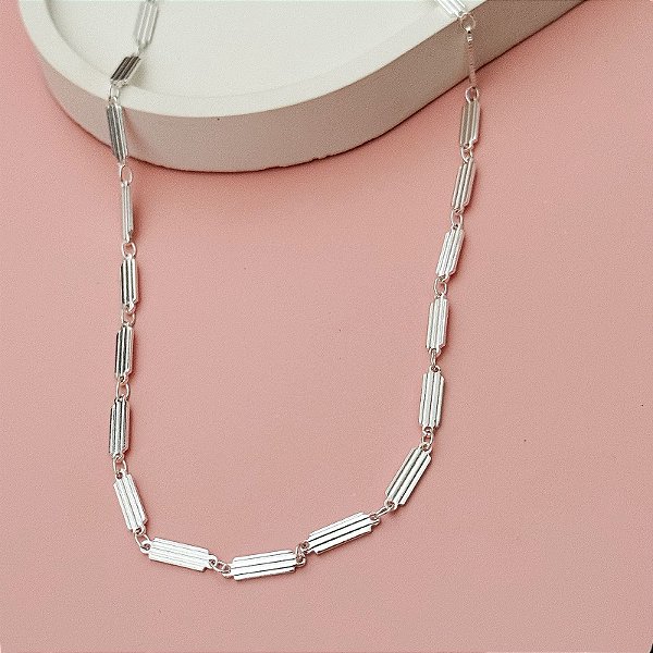 CHOKER RETANGULOS TEXTURIZADOS DIAMOND 40CM