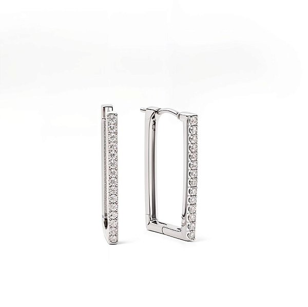 BRINCO ARGOLA GRANDE RETANGULAR COM ZIRCÔNIAS