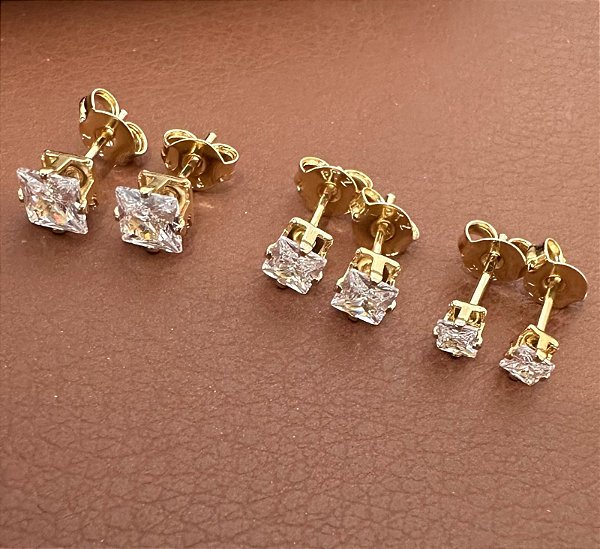 BRINCO TRIO QUADRADO ZIRCÔNIA