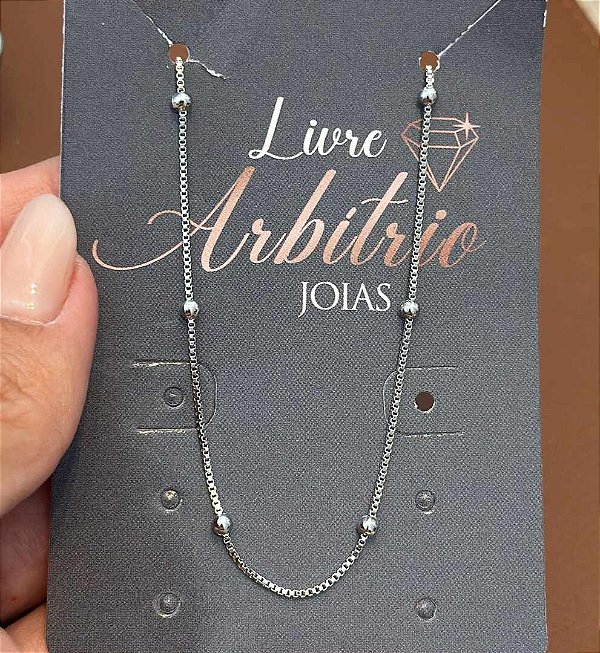 COLAR CHOKER 35CM VENEZIANA BOLINHAS EXTENSOR