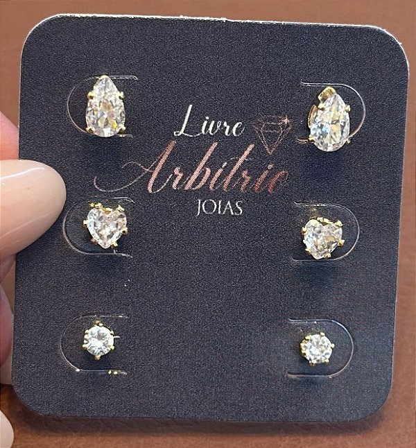 KIT 4 BRINCOS CRISTAL BONJOUR