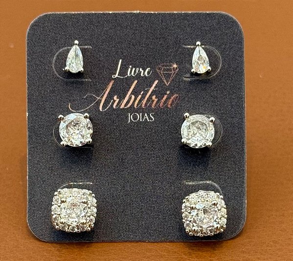 TRIO DE BRINCOS CRISTAL ALANA