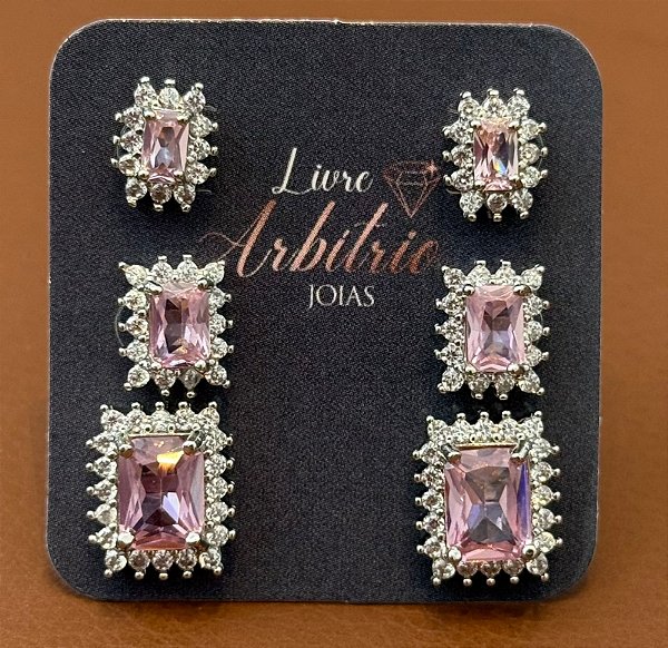 TRIO BRINCO RETANGULAR RUBELITA BELINDA