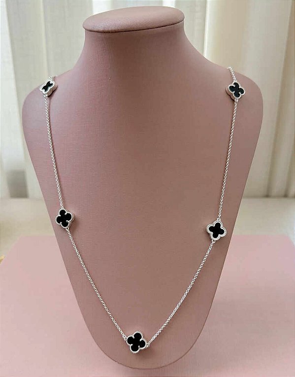 COLAR LONGO DIAMOND TREVO BLACK VIRGINIA G
