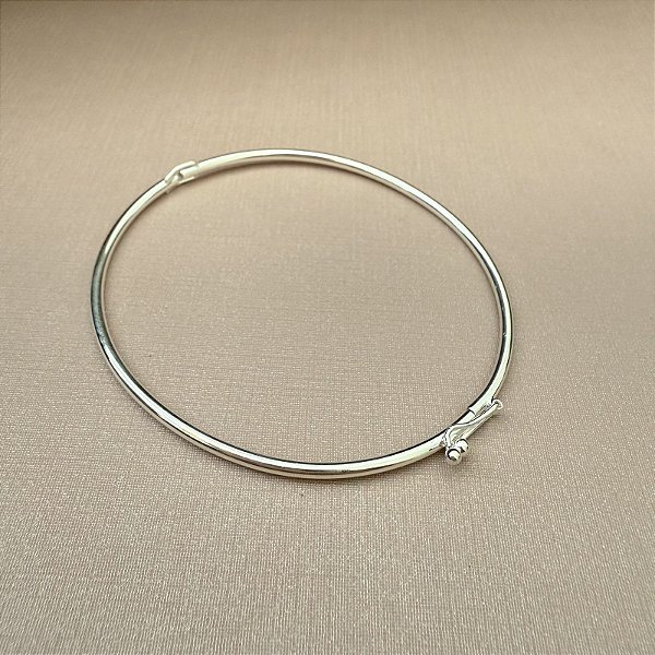 BRACELETE ARO REDONDO LISO BANHO PRATA 925