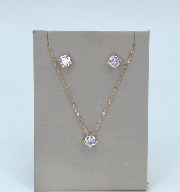 CONJUNTO PONTO DE LUZ GOLD 6MM CRISTAL