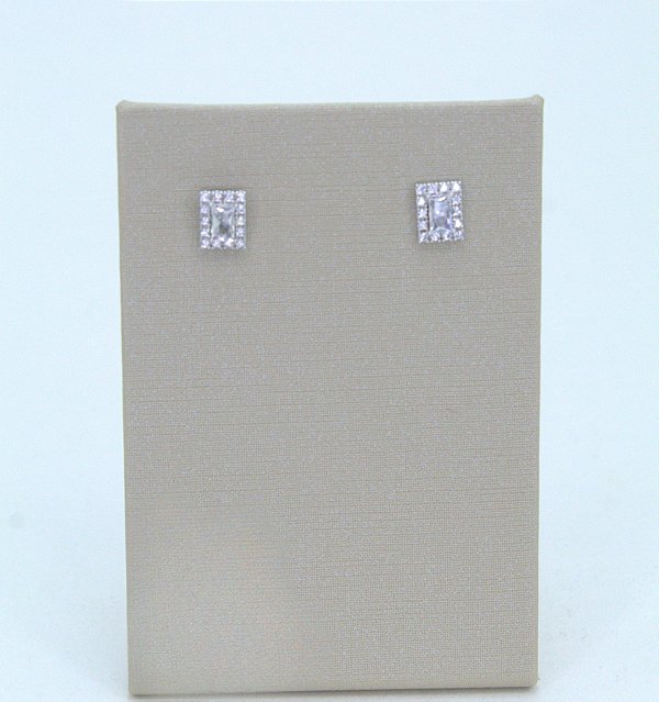 BRINCO RETANGULO DIAMOND CRISTAL BRANCO