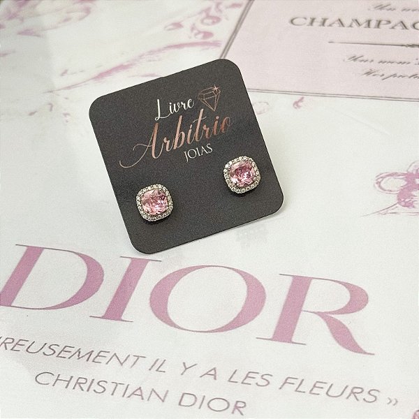 BRINCO QUADRADO DIAMOND 9MM MORGANITA