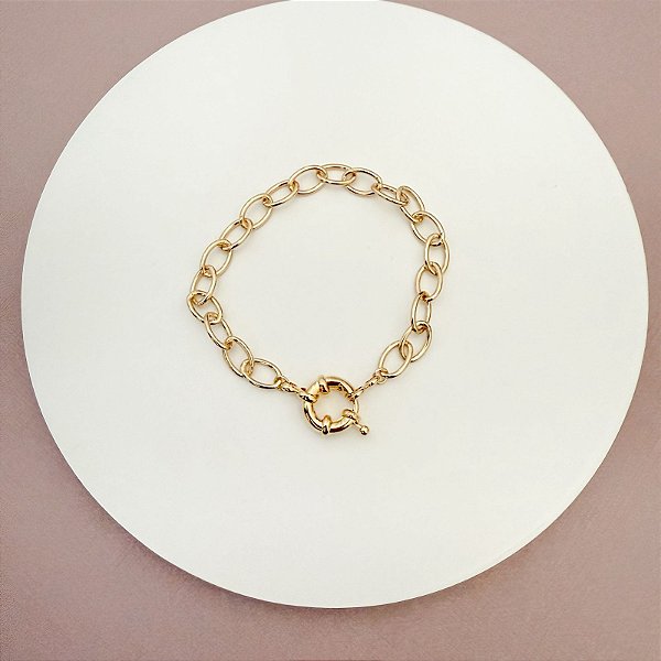 PULSEIRA GOLD ELOS OVAIS FECHO BOIA GRANDE