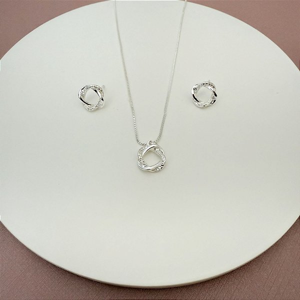 CONJUNTO DIAMOND LUNA CIRCLE PEDRAS