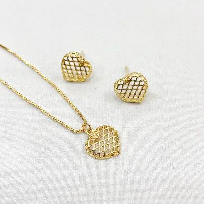 CONJUNTO CORAÇÃO VAZADO GOLD