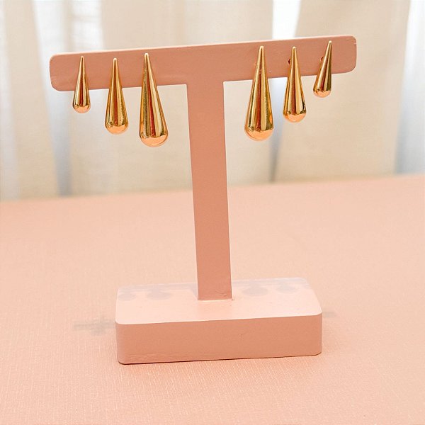 TRIO DE BRINCOS GOSTA PRISMA GOLD