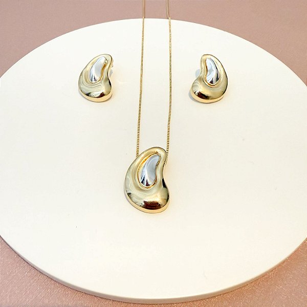 CONJUNTO BRINCO E COLAR ORGÂNICO MIX BANHOS